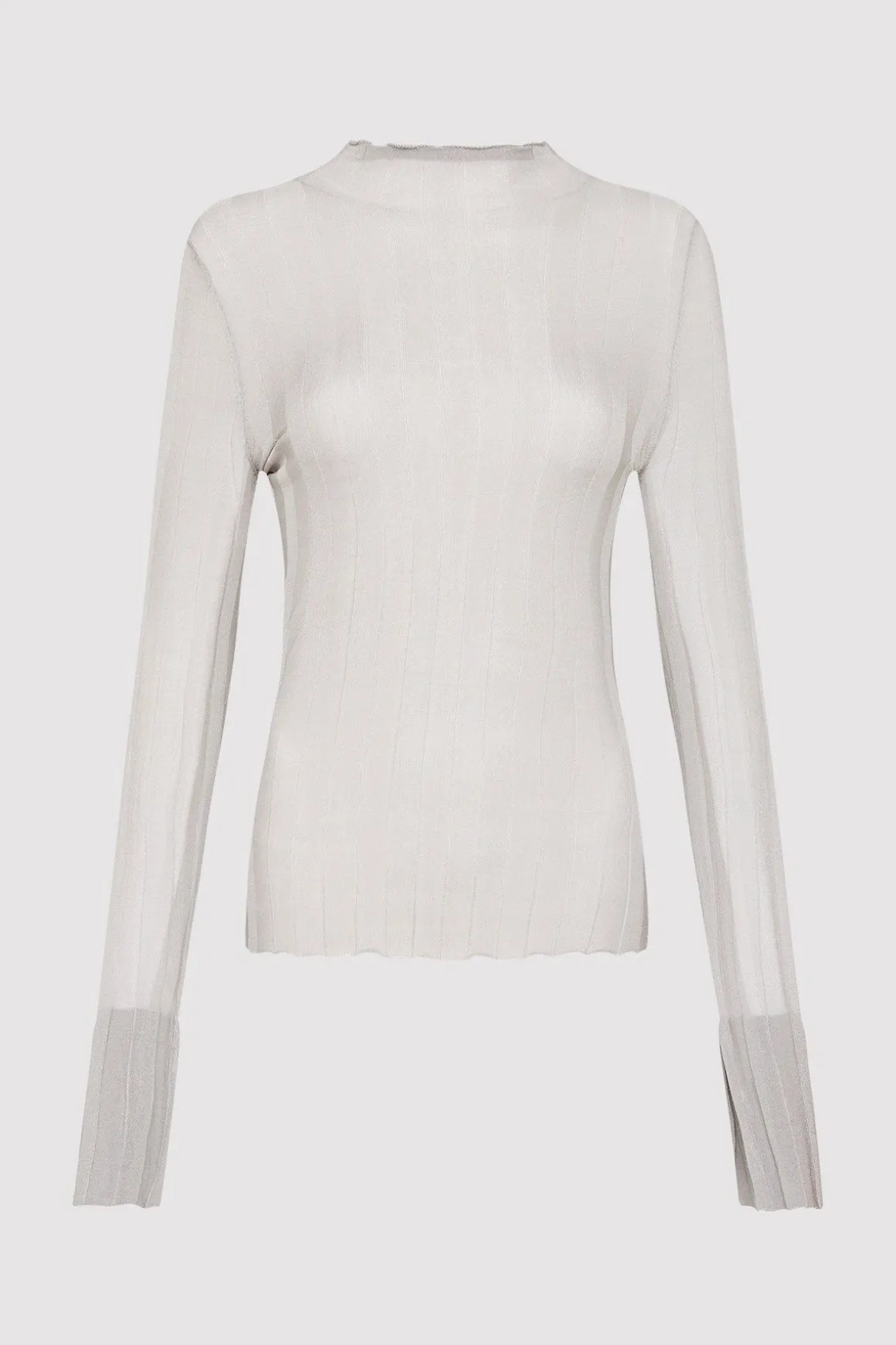 St. Agni Fine Pleat Long Sleeve Top - Silver