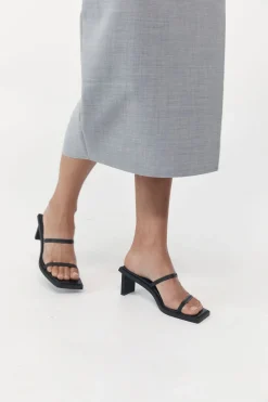 St. Agni Fine Strap Heel - Black