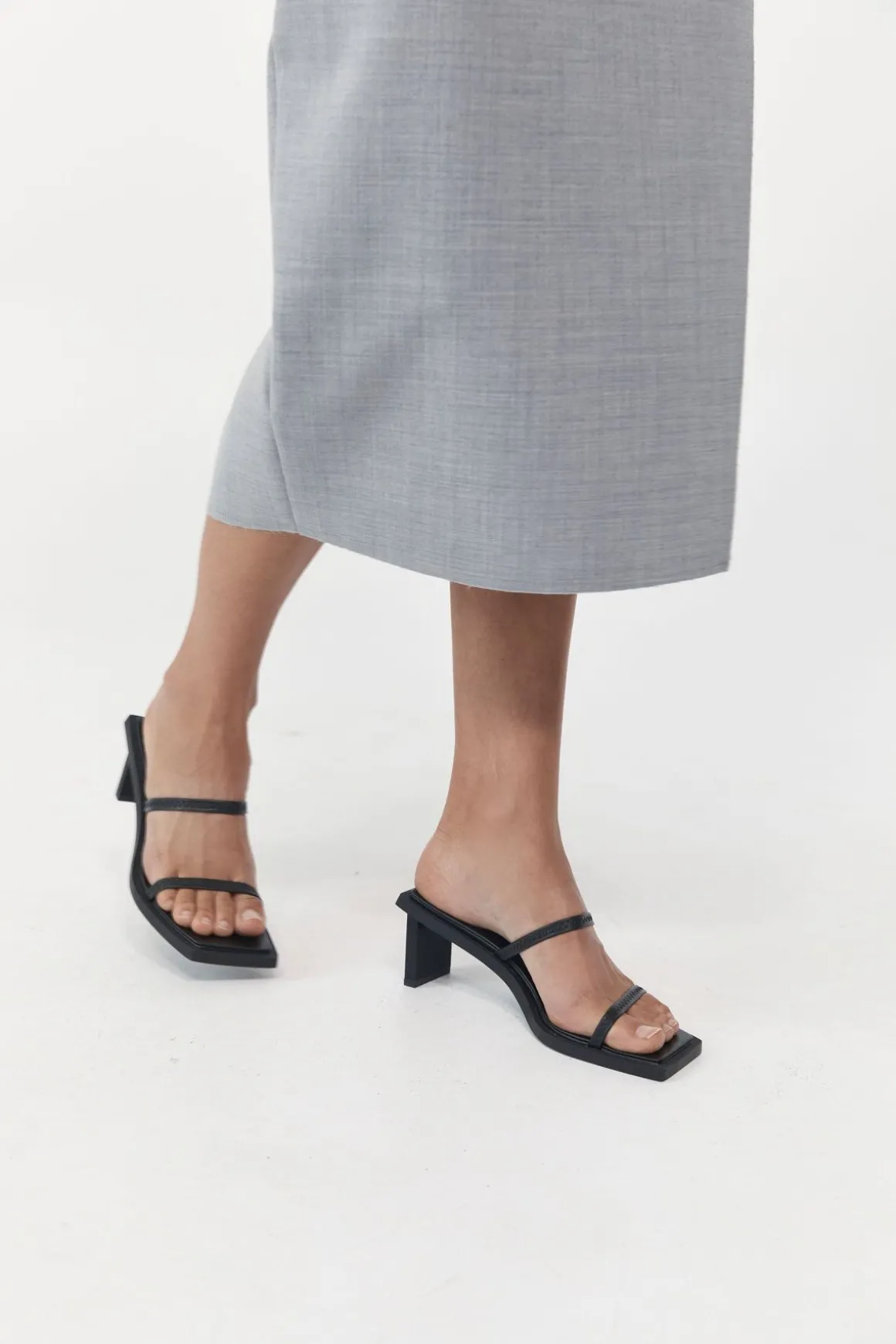 St. Agni Fine Strap Heel - Black