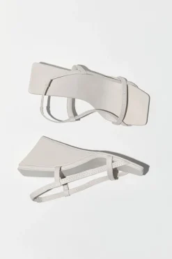 St. Agni Fine Strap Sling Back Wedge - Cool White