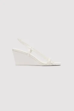 St. Agni Fine Strap Sling Back Wedge - Cool White