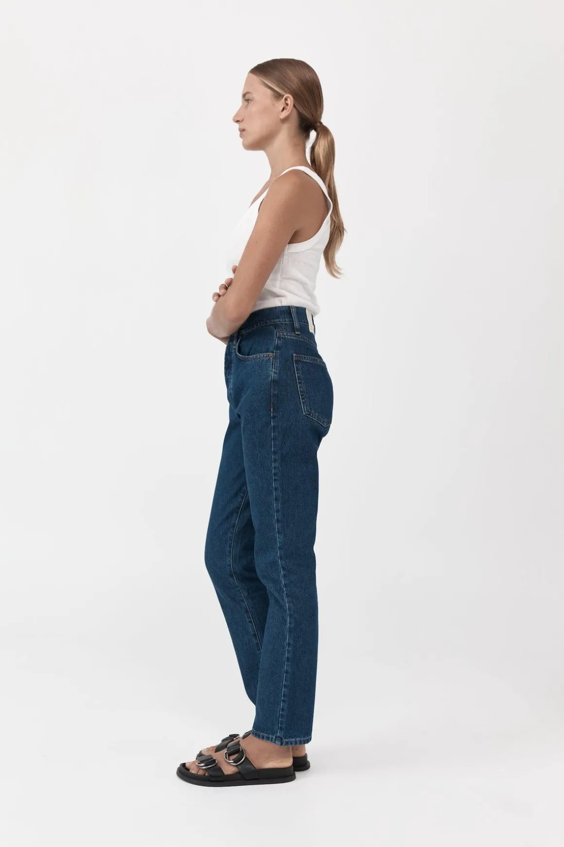 St. Agni High Waist Crop Straight Jeans - Indigo