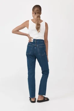 St. Agni High Waist Crop Straight Jeans - Indigo