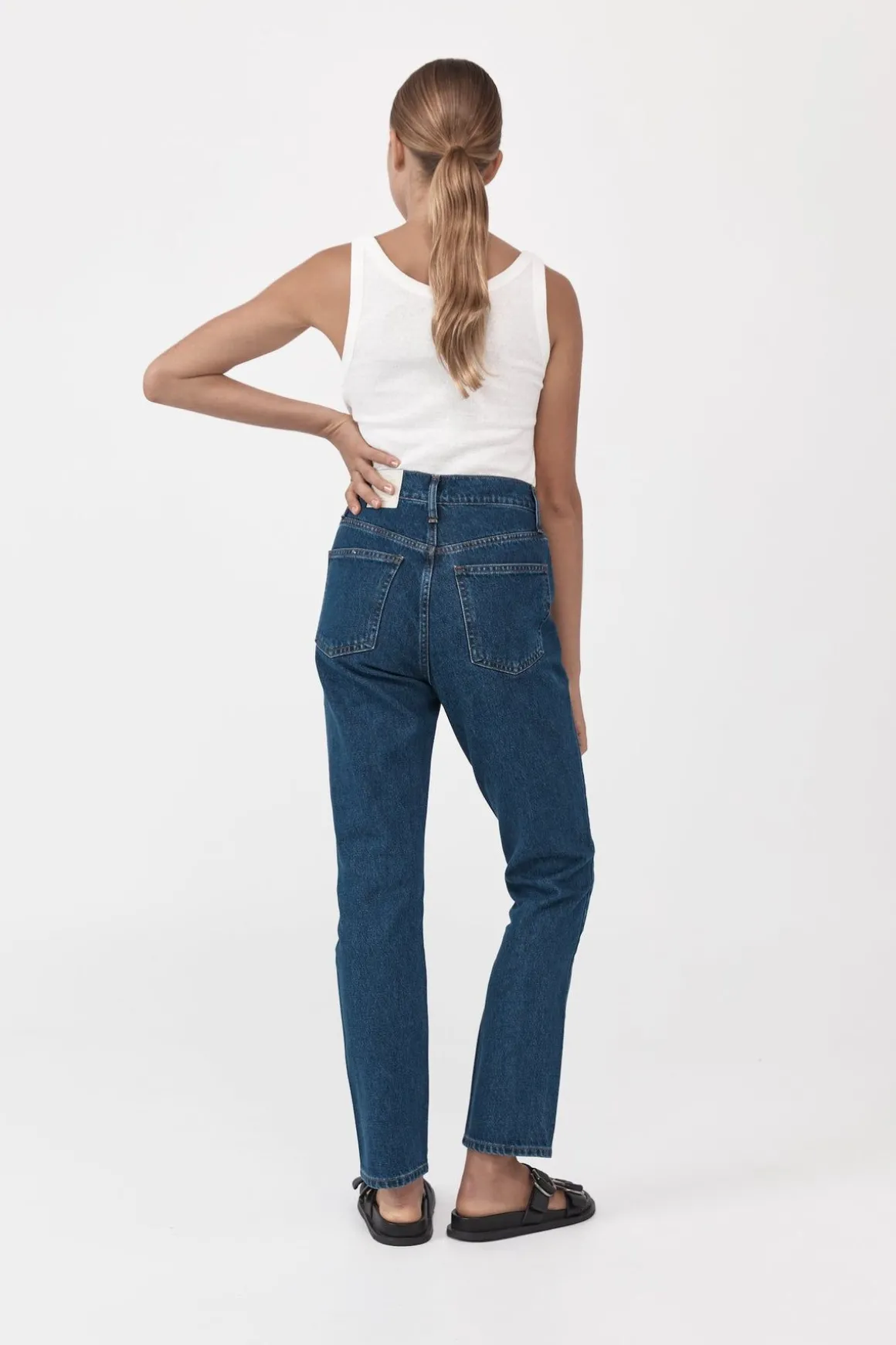 St. Agni High Waist Crop Straight Jeans - Indigo