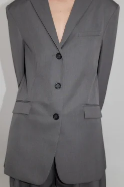 St. Agni Homme Belted Blazer - Pewter Grey