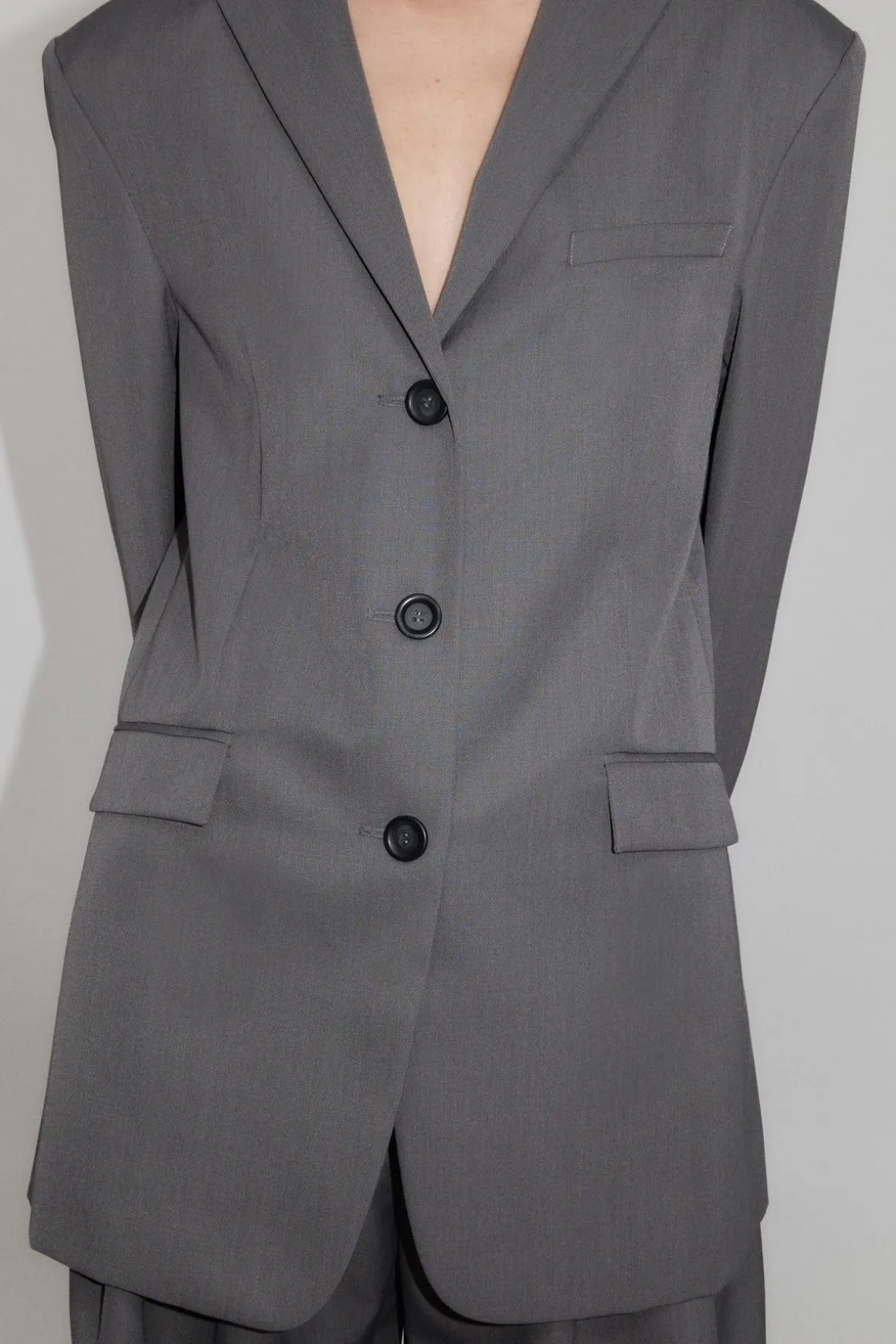 St. Agni Homme Belted Blazer - Pewter Grey