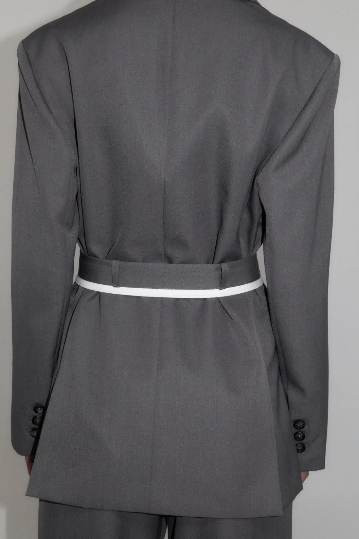 St. Agni Homme Belted Blazer - Pewter Grey