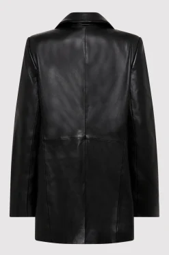 St. Agni Leather Blazer - Black