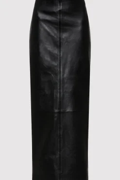 St. Agni Leather Column Skirt - Black