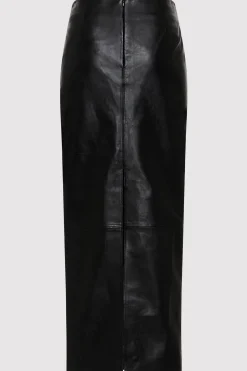 St. Agni Leather Column Skirt - Black