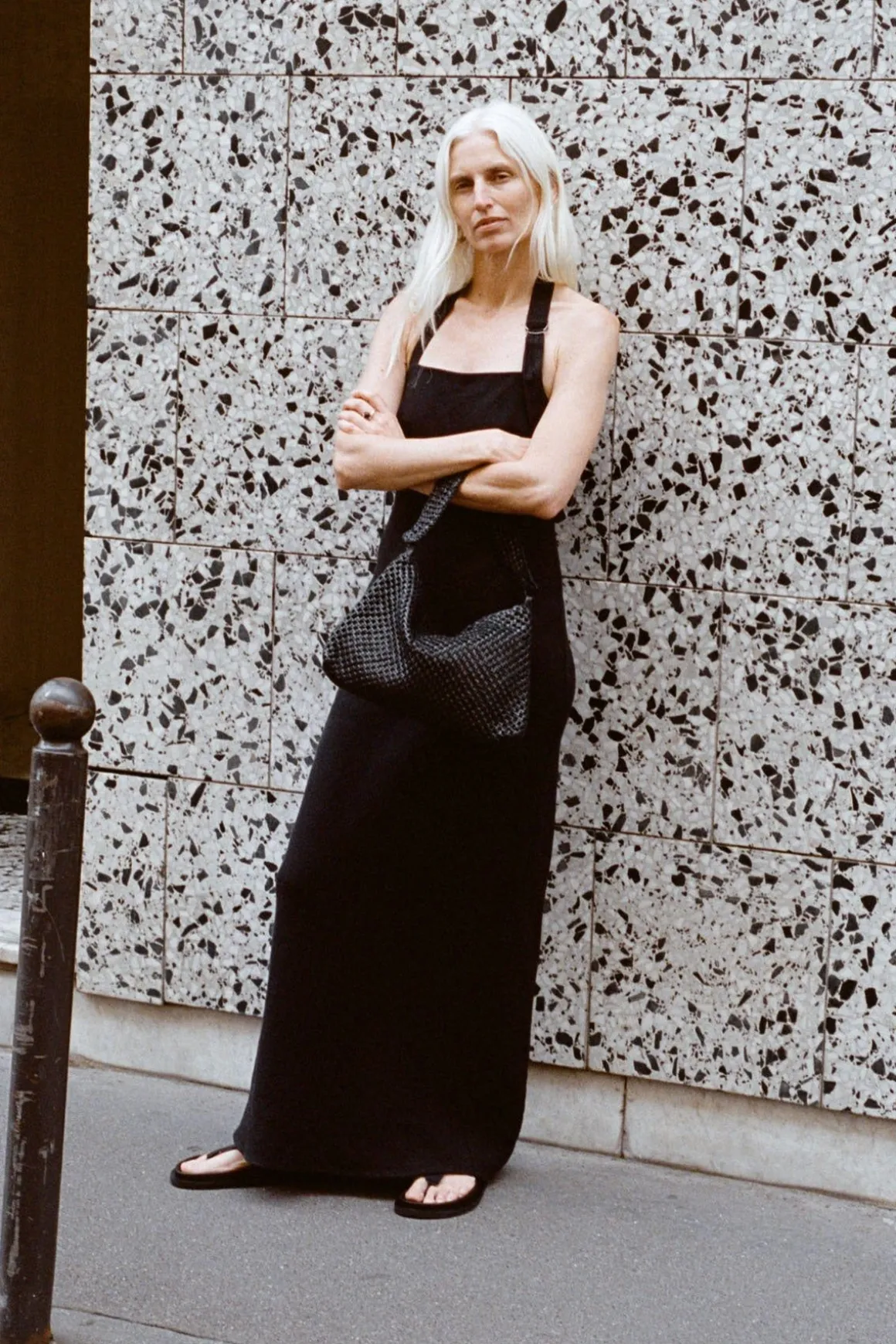 St. Agni Linen Bias Maxi Dress - Black