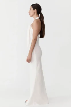 St. Agni Linen Bias Maxi Dress - Ivory