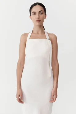 St. Agni Linen Bias Maxi Dress - Ivory