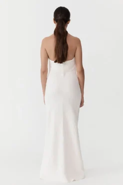 St. Agni Linen Bias Maxi Dress - Ivory