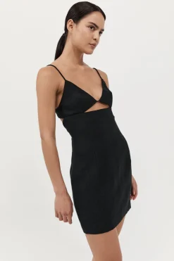 St. Agni Linen Bra Mini Dress - Black