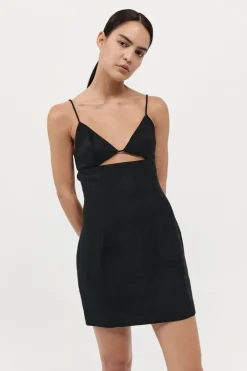 St. Agni Linen Bra Mini Dress - Black