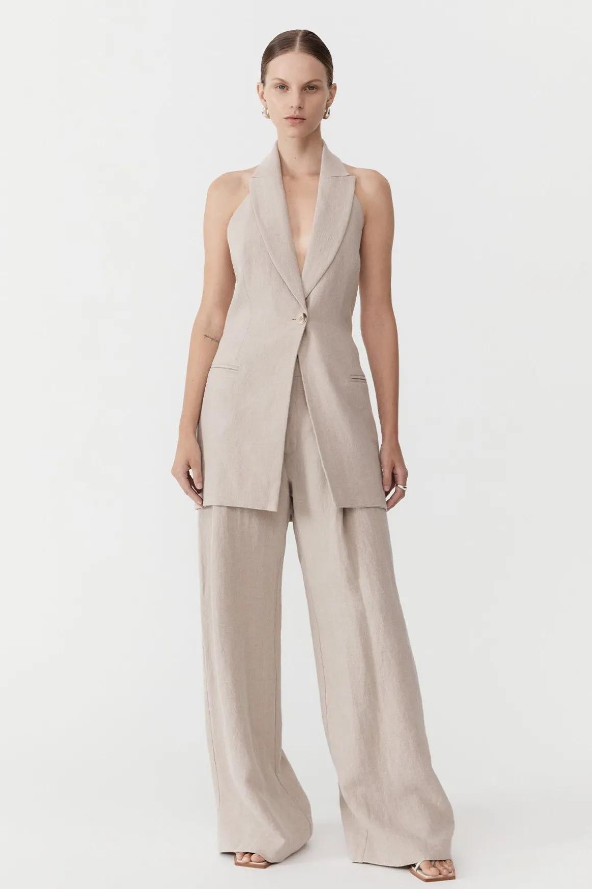 St. Agni Linen Helm Vest - Natural