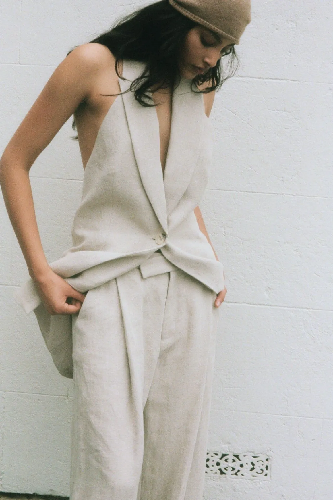 St. Agni Linen Helm Vest - Natural