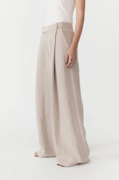 St. Agni Linen Overlap Waist Trousers - Natural