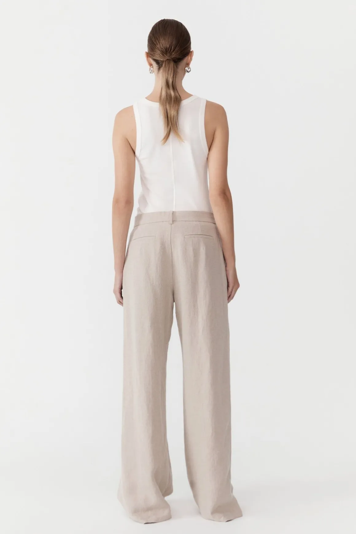 St. Agni Linen Overlap Waist Trousers - Natural