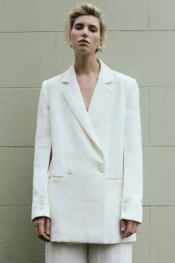 St. Agni Linen Split Sleeve Blazer - Ivory