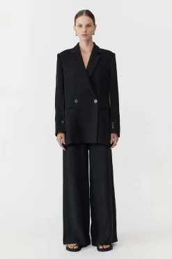 St. Agni Linen Split Sleeve Blazer - Black