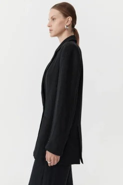 St. Agni Linen Split Sleeve Blazer - Black