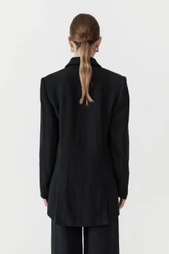 St. Agni Linen Split Sleeve Blazer - Black