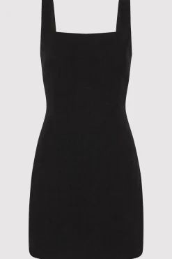 St. Agni Linen Square Neck Mini Dress - Black