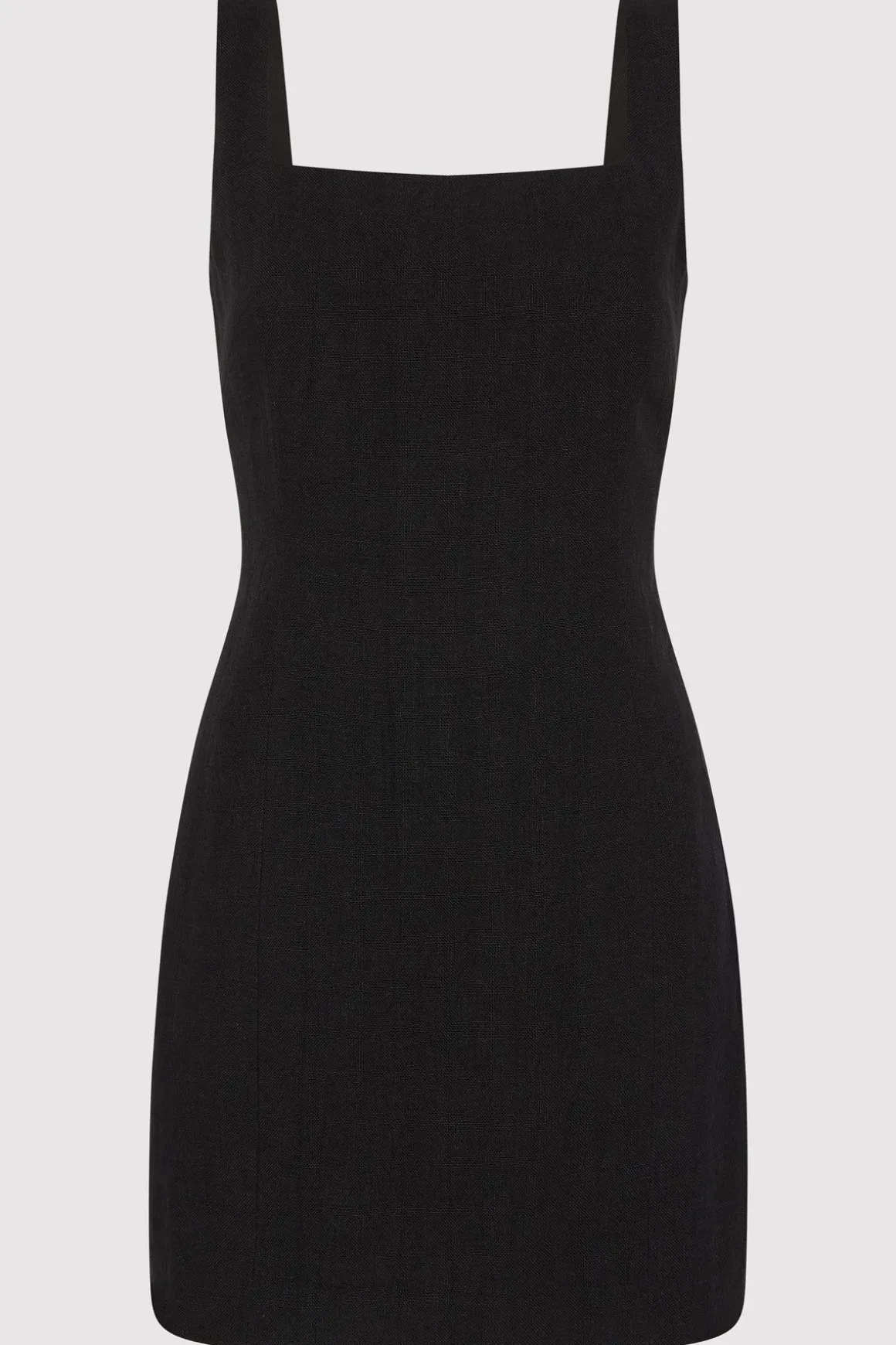 St. Agni Linen Square Neck Mini Dress - Black