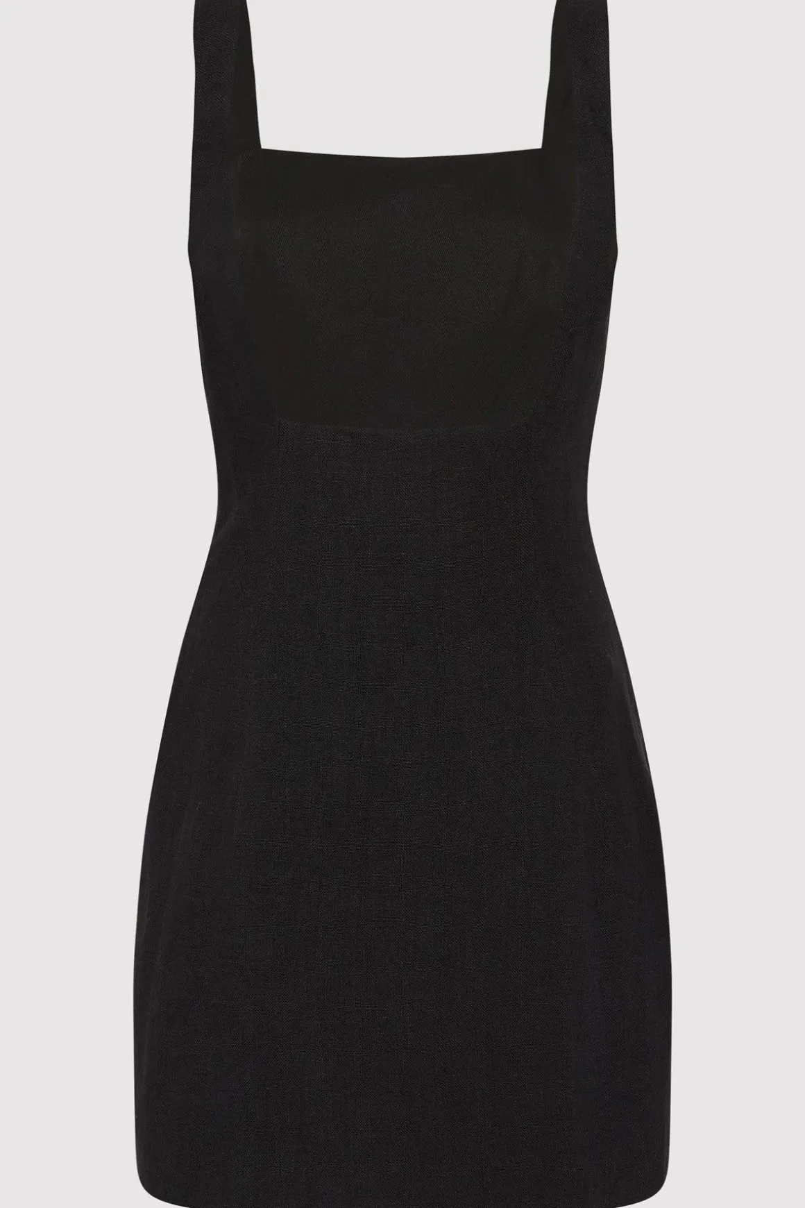St. Agni Linen Square Neck Mini Dress - Black