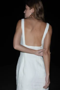 St. Agni Linen Square Neck Mini Dress - Ivory