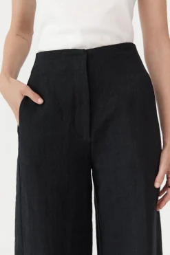 St. Agni Linen Wide Leg Pants - Black