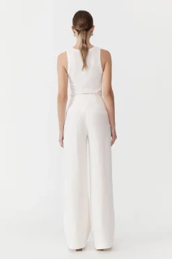 St. Agni Linen Wide Leg Pants - Ivory