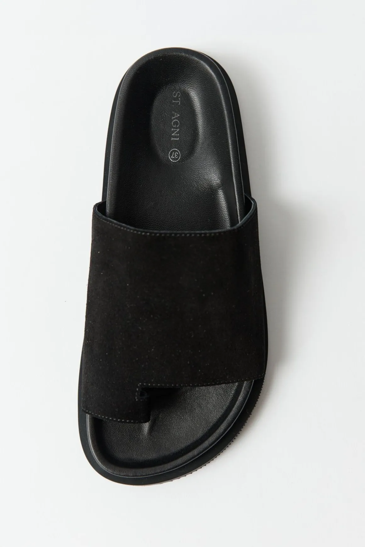 St. Agni Loe Suede Slide - Black