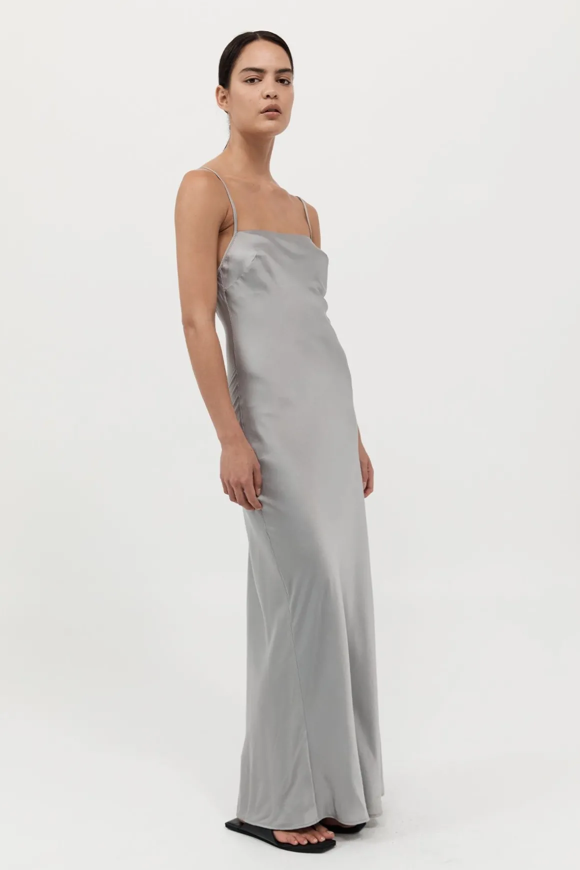 St. Agni Low Back Slip Dress - Silver