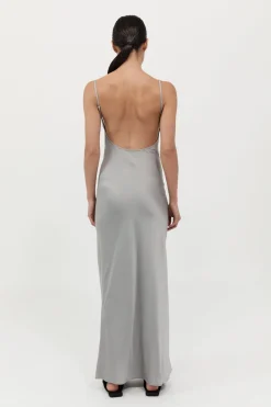 St. Agni Low Back Slip Dress - Silver