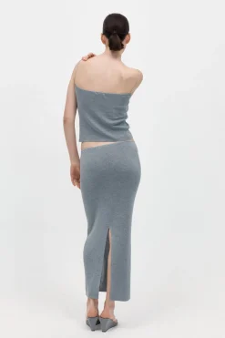 St. Agni Low Waist Knit Skirt - Grey Marle