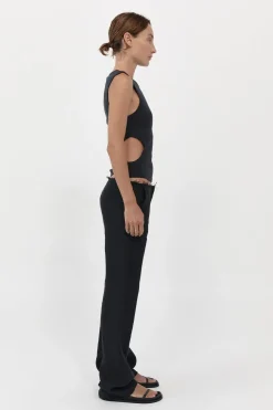 St. Agni Low Waist Raw Edge Pants - Black