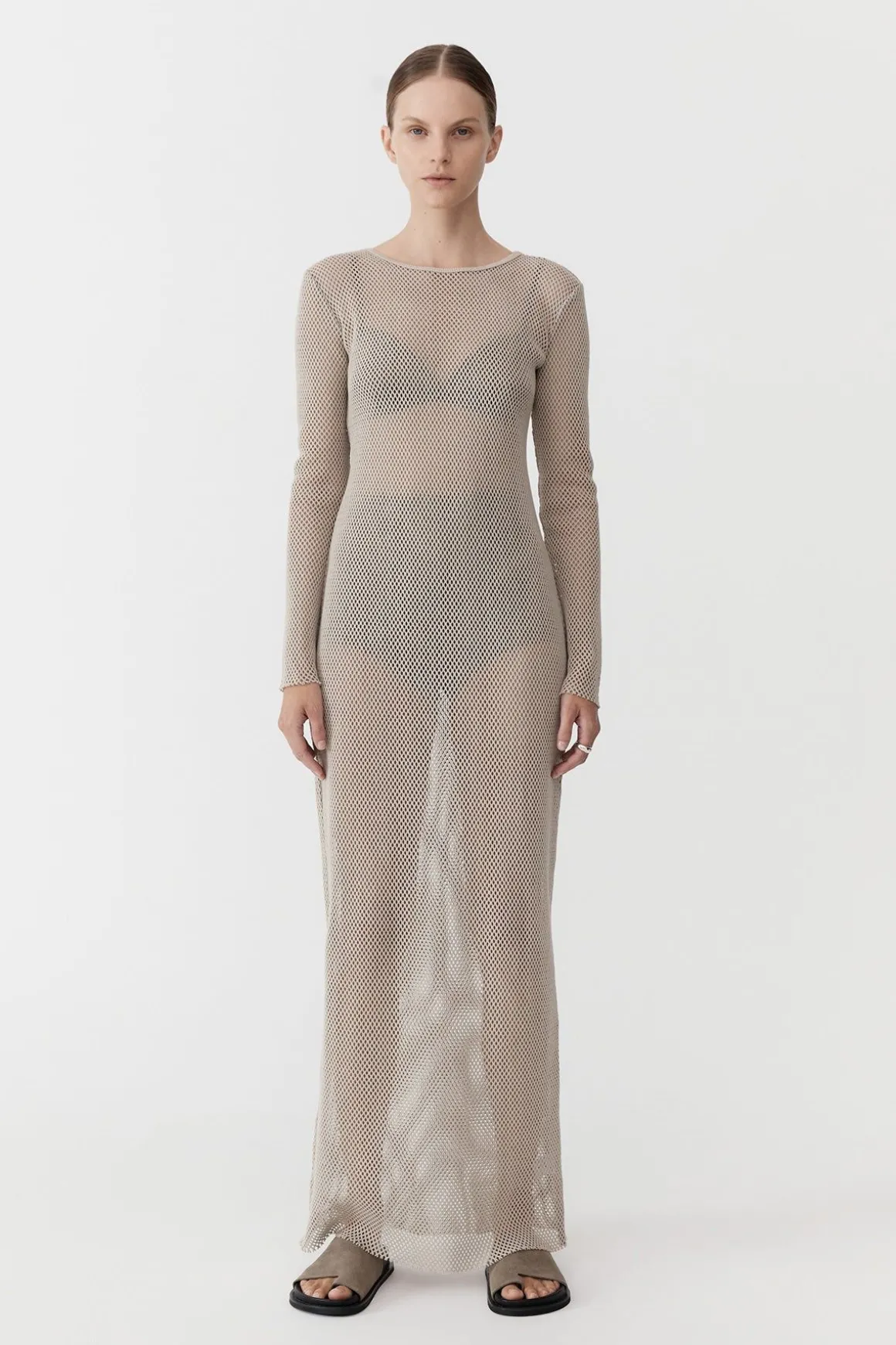 St. Agni Mesh Long Sleeve Dress - Aloe
