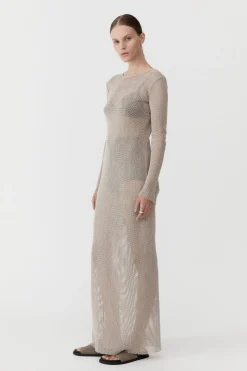 St. Agni Mesh Long Sleeve Dress - Aloe