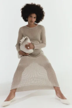 St. Agni Mesh Long Sleeve Dress - Aloe