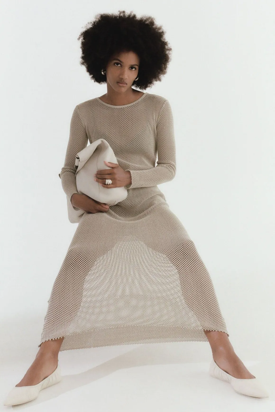 St. Agni Mesh Long Sleeve Dress - Aloe
