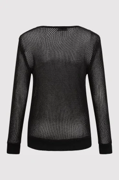 St. Agni Mesh Long Sleeve Top - Black