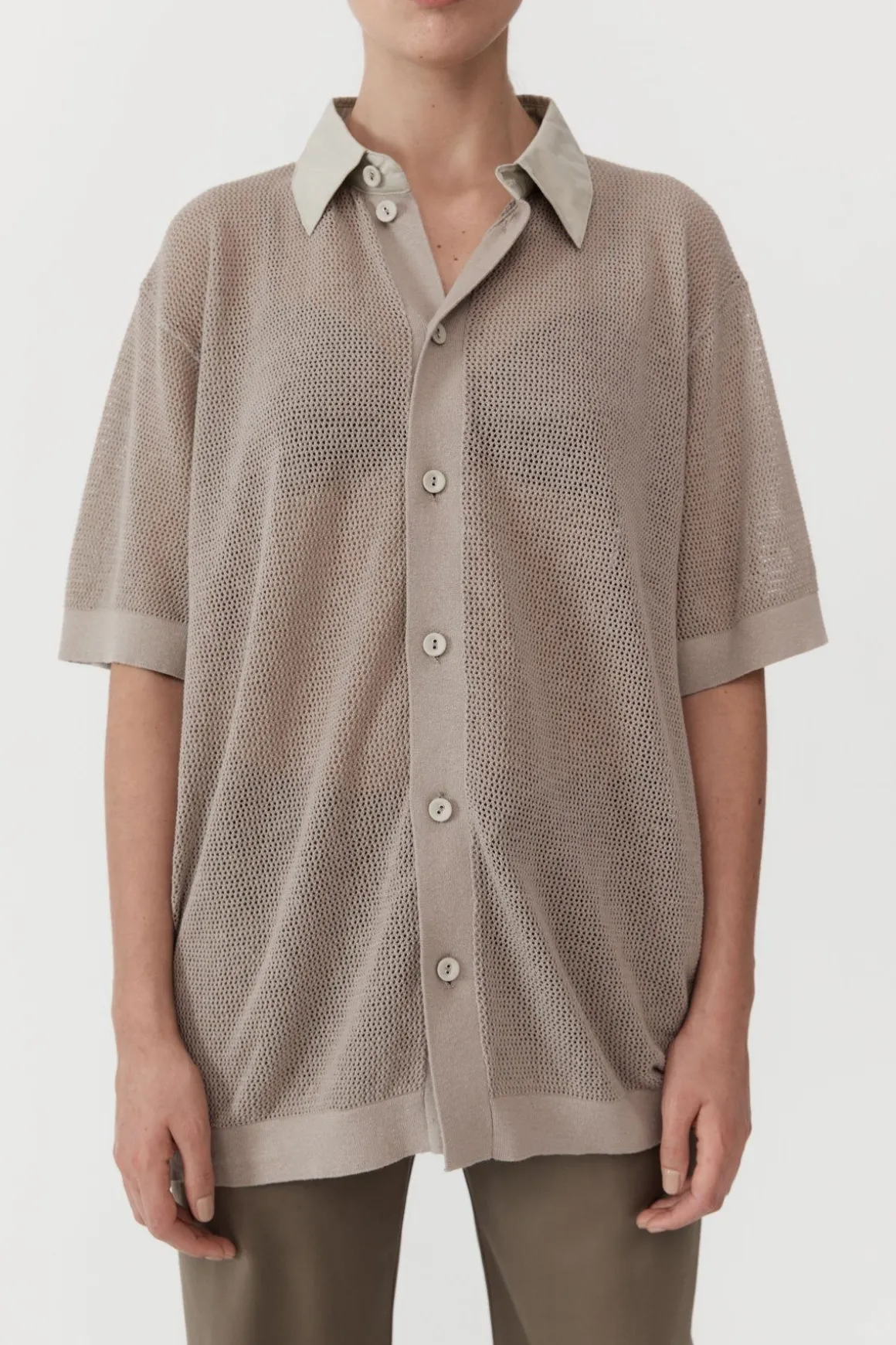 St. Agni Mesh Short Sleeve Shirt - Fog