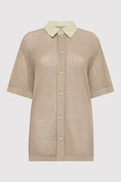 St. Agni Mesh Short Sleeve Shirt - Fog