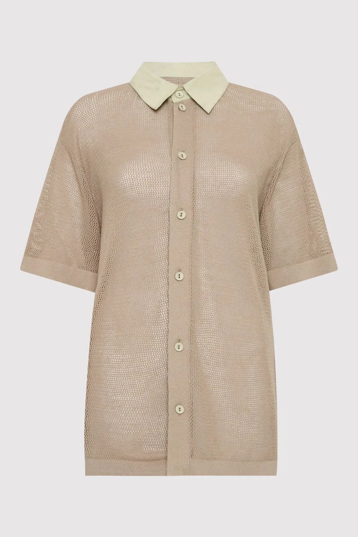 St. Agni Mesh Short Sleeve Shirt - Fog