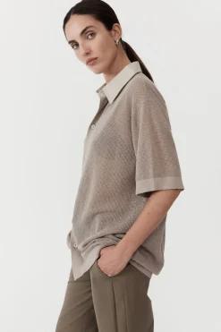 St. Agni Mesh Short Sleeve Shirt - Fog