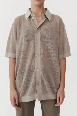 St. Agni Mesh Short Sleeve Shirt - Fog