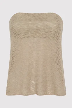 St. Agni Mesh Strapless Top - Fog